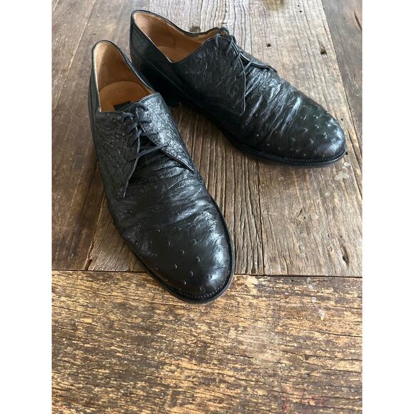 Zelli Made in Italy Ostrich Quill Oxford Casual Dress Shoes Size 8 M JL - Picture 1 of 8
